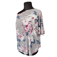 Bluzka kimono w łódeczkę - biało różowe kwiaty magnoli